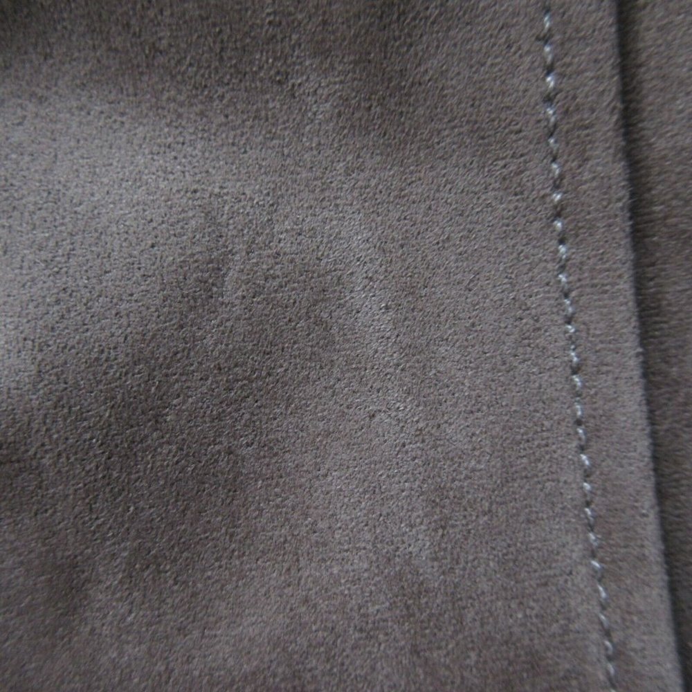 NWT BCBG MaxAzria Tara Trar in Light Fatigue Faux Suede Ruffle High Low Dress M - Picture 6 of 7